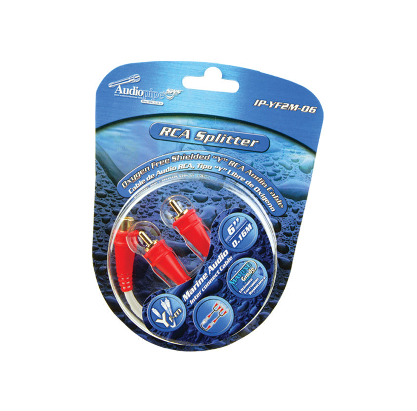 IP-YF-2M-06 Oxygen Free 6” (0.16 m) Shielded Marine Grade “Y” RCA Audio Cable Audiopipe