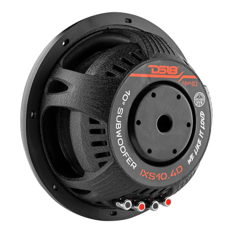 DS18 IXS Shallow-Mount 10" Fiber Glass Subwoofer 600 Watts Rms DVC 4-Ohm