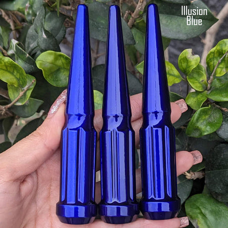 32 Pc 14x1.5 7-Spline Spike Lug Nuts 4.5" Tall - Powder Coated + Key Socket