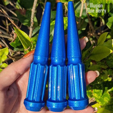 32 Pc 14x1.5 7-Spline Spike Lug Nuts 4.5" Tall - Powder Coated + Key Socket