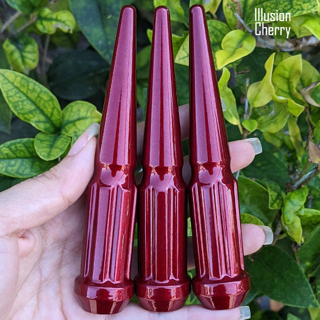 32 Pc 14x1.5 7-Spline Spike Lug Nuts 4.5" Tall - Powder Coated + Key Socket