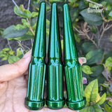 32 Pc 14x1.5 7-Spline Spike Lug Nuts 4.5" Tall - Powder Coated + Key Socket