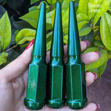 24 Pc 14x1.5 Spike Lug Nuts 4.5" Tall - Powder Coated - Various Colors