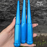 24 Pc 14x1.5 Spike Lug Nuts 6" Tall - Powder Coated - Various Colors