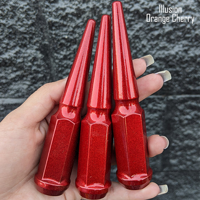 32 Pc 14x1.5 Spike Lug Nuts 4.5" Tall - Powder Coated - Various Colors