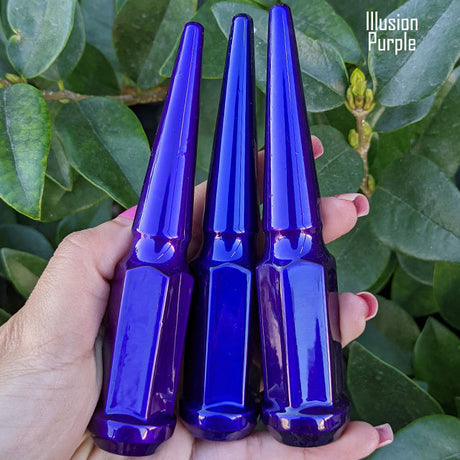 24 Pc 14x1.5 Spike Lug Nuts 4.5" Tall - Powder Coated - Various Colors