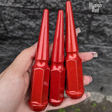 24 Pc 14x1.5 Spike Lug Nuts 4.5" Tall - Powder Coated - Various Colors