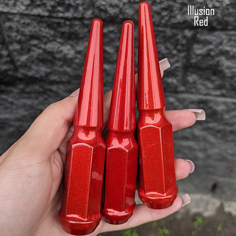 24 Pc 14x1.5 Spike Lug Nuts 4.5" Tall - Powder Coated - Various Colors