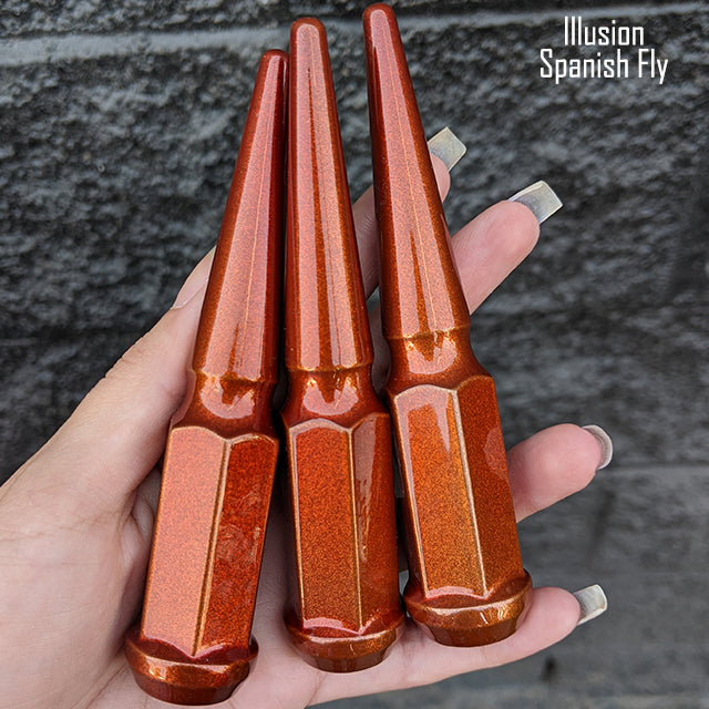 32 Pc 14x1.5 Spike Lug Nuts 4.5" Tall - Powder Coated - Various Colors
