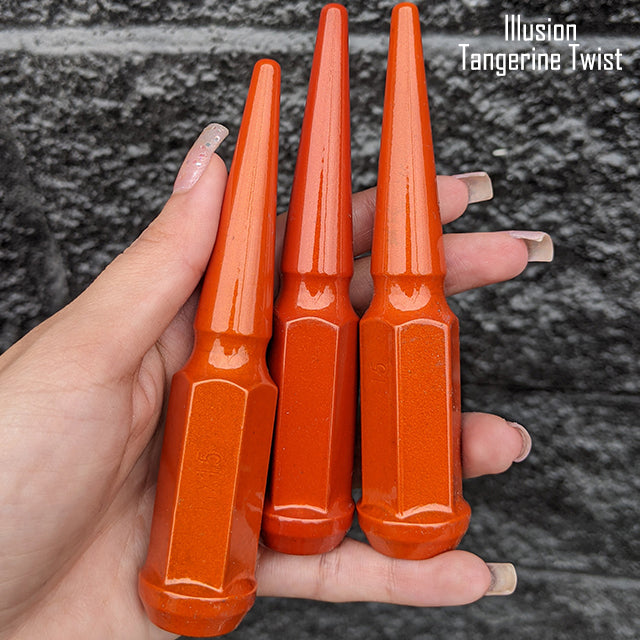 24 Pc 14x1.5 Spike Lug Nuts 4.5" Tall - Powder Coated - Various Colors