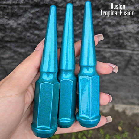 24 Pc 14x1.5 Spike Lug Nuts 4.5" Tall - Powder Coated - Various Colors