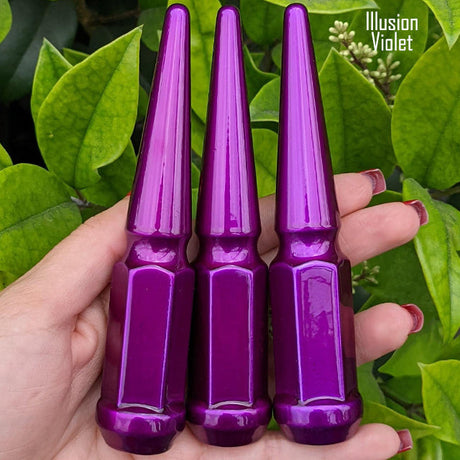 24 Pc 14x1.5 Spike Lug Nuts 4.5" Tall - Powder Coated - Various Colors
