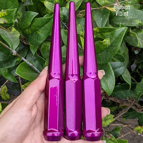 32 Pc 14x1.5 Spike Lug Nuts 6" Tall - Powder Coated - Various Colors