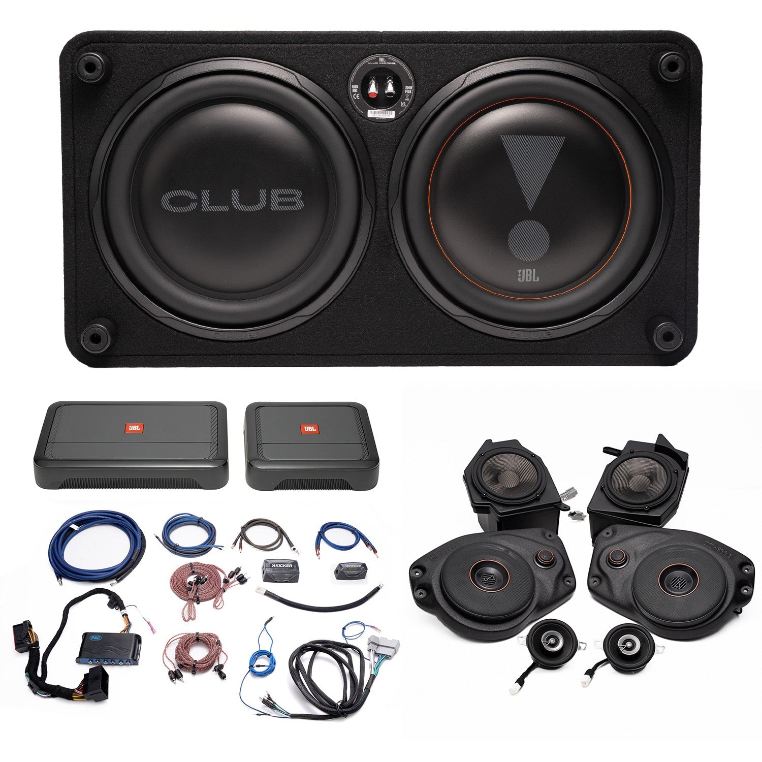 JBL Plug and Play Full Club Speaker, Dual Amplifier, Subwoofer Bundle | '18-'23 JLU Wrangler/ '20- '23 JT Gladiator