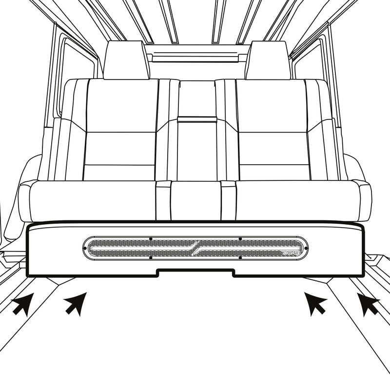 Jeep JT Gladiator Loaded Under Rear Seat Subwoofer Enclosure with 4 X 8" ZR8.2D, Leather Wrapped and Digital LED Lights | 1800 Watts RMS @ 1-Ohm