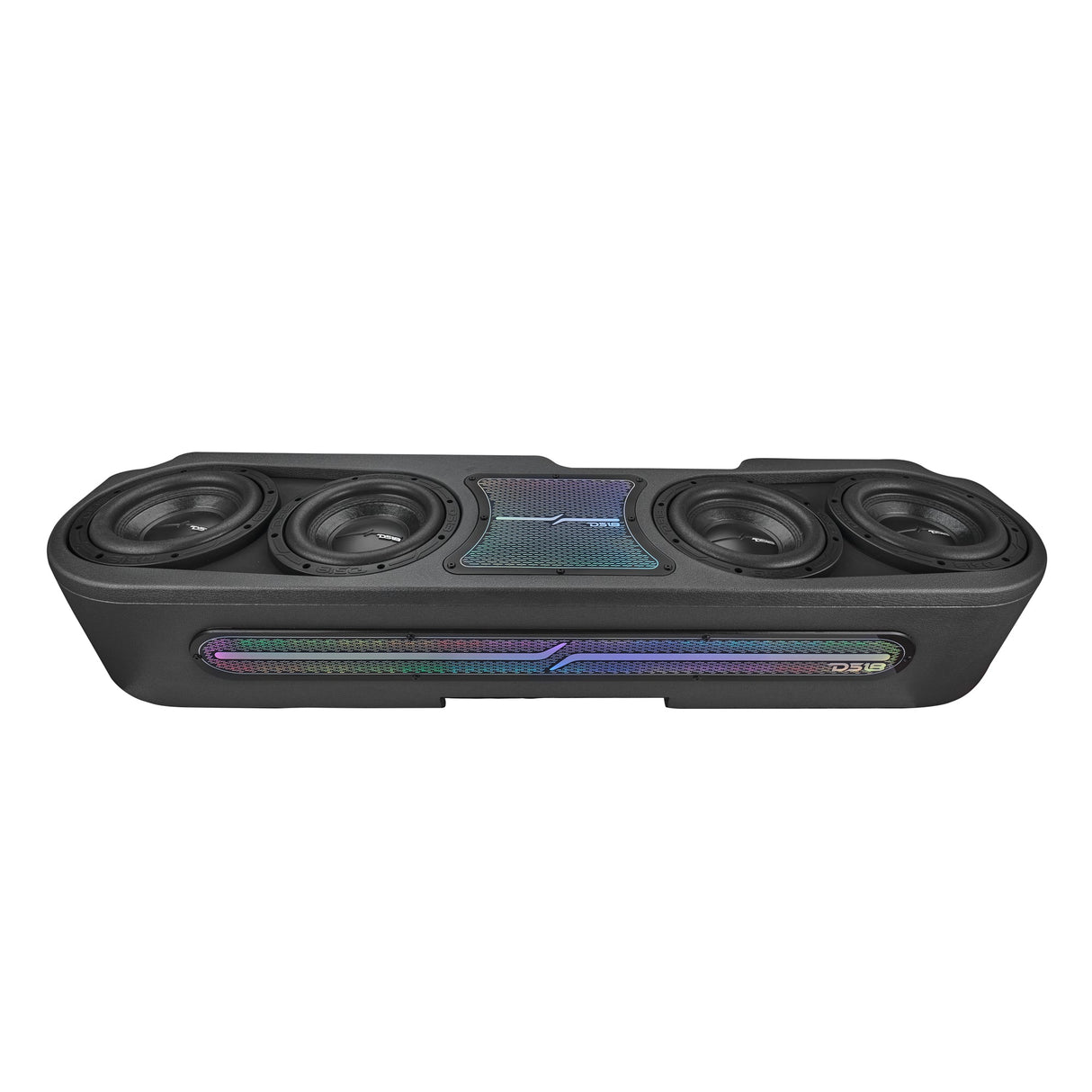 Jeep JT Gladiator Loaded Under Rear Seat Subwoofer Enclosure with 4 X 8" ZR8.2D, Leather Wrapped and Digital LED Lights | 1800 Watts RMS @ 1-Ohm DS18