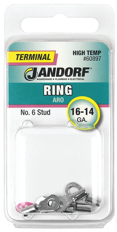 Jandorf  Ring Terminal, 16 to 14 AWG Wire, #6 Stud #60897 Jandorf