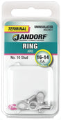 Jandorf Ring Terminal, 16 to 14 AWG Wire, #10 Stud, Copper Contact #60901 Jandorf