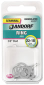 Jandorf Ring Terminal, 22 to 18 AWG Wire, 3/8 in Stud, Copper Contact #60971 Jandorf
