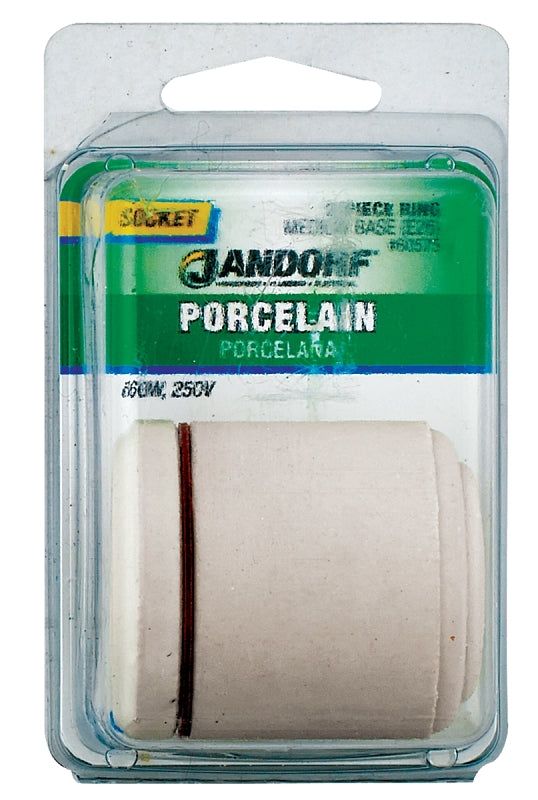 Jandorf Fixture Socket, 250 V, 660 W, Porcelain Housing Material, Ivory #60575 Jandorf