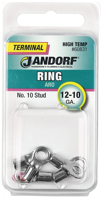 Jandorf Ring Terminal, 12 to 10 AWG Wire, #10 Stud #60831 Jandorf