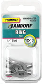 Jandorf Ring Terminal, 12 to 10 AWG Wire, Copper Contact, Tin Contact Coating, 1/4 in Stud #60836 Jandorf