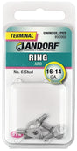 Jandorf Ring Terminal, 16 to 14 AWG Wire, #6 Stud, Copper Contact #60966 Jandorf