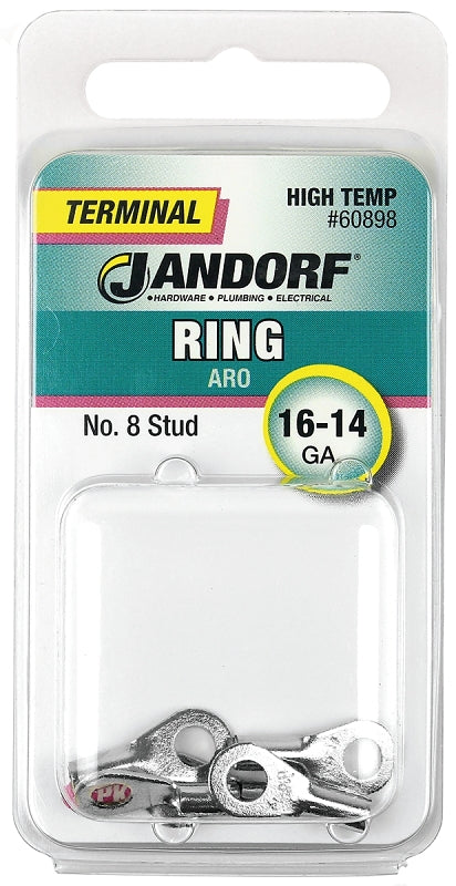 Jandorf Ring Terminal, 16 to 14 AWG Wire, #8 Stud #60898 Jandorf