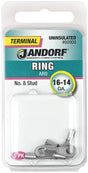 Jandorf Ring Terminal, 16 to 14 AWG Wire, #8 Stud, Copper Contact #60900 Jandorf