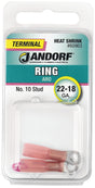 Jandorf Ring Terminal, 22 to 18 AWG Wire, #10 Stud, Pink #60963 Jandorf