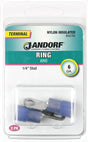 Jandorf Ring Terminal, 6 AWG Wire, 1/4 in Stud, Nylon Insulation, Copper Contact, Blue #60784 Jandorf