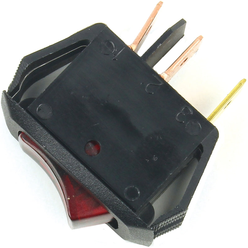 Jandorf Rocker Switch, 10/16 A, 125/250 V, SPST, Tab Terminal, Black/Red #61032 Jandorf