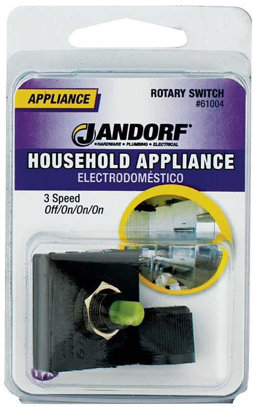 Jandorf Rotary Switch, 3 A, 125 V, TPST, Black #61004 Jandorf
