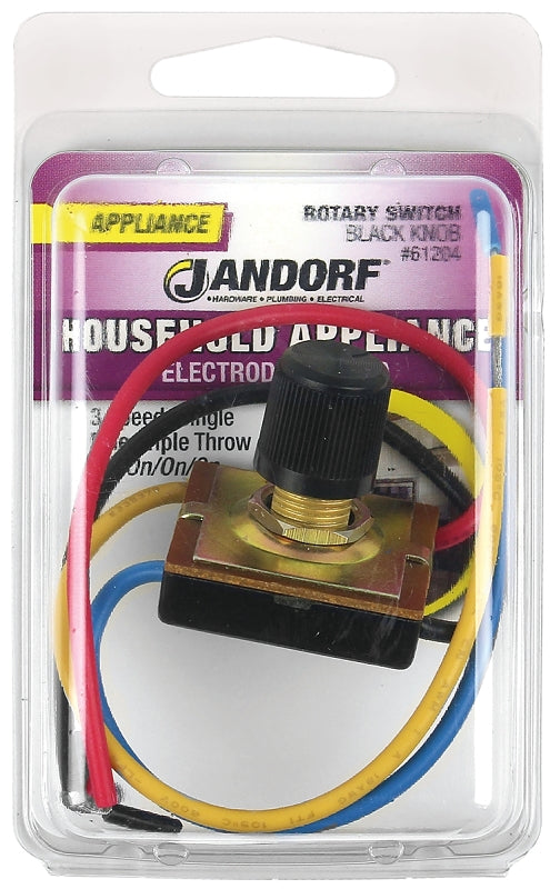 Jandorf Rotary Switch, 6.5 A, 125 V, TPST, Black #61204 Jandorf
