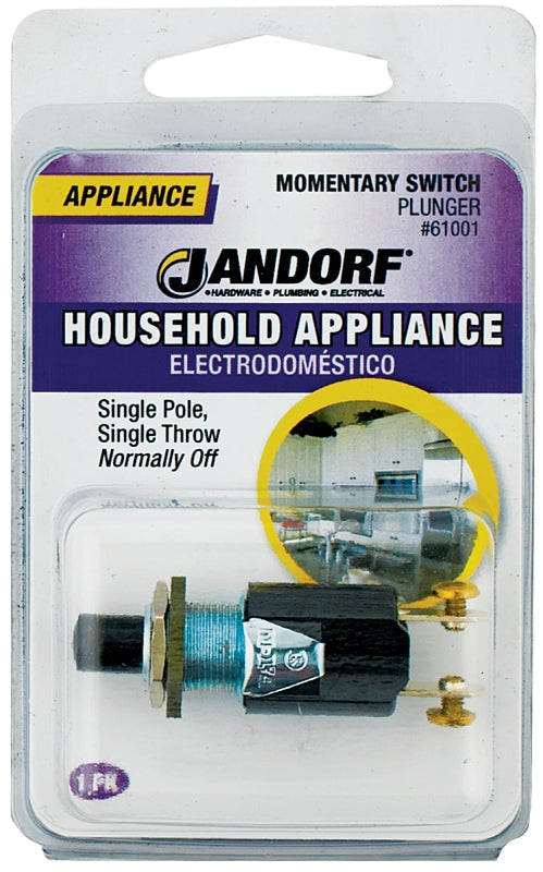 Jandorf Switch, 0.25/0.75 A, 125/250 V, SPST, Screw Terminal, Black/Silver #61001 Jandorf