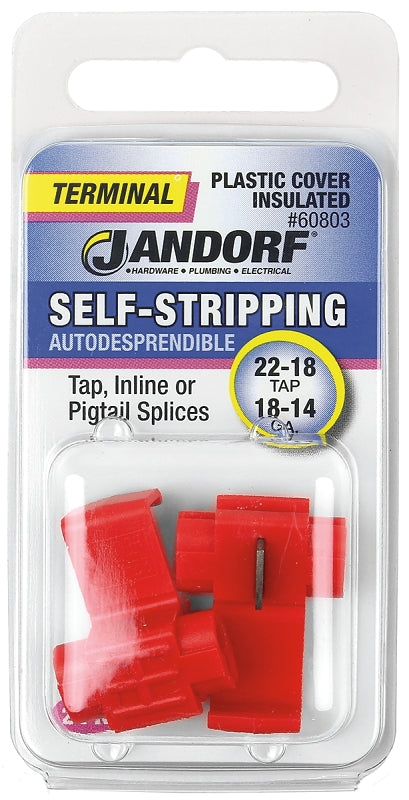 Jandorf Terminal, 22 to 18 AWG Wire, Plastic Insulation, Copper Contact, Red #60803 Jandorf