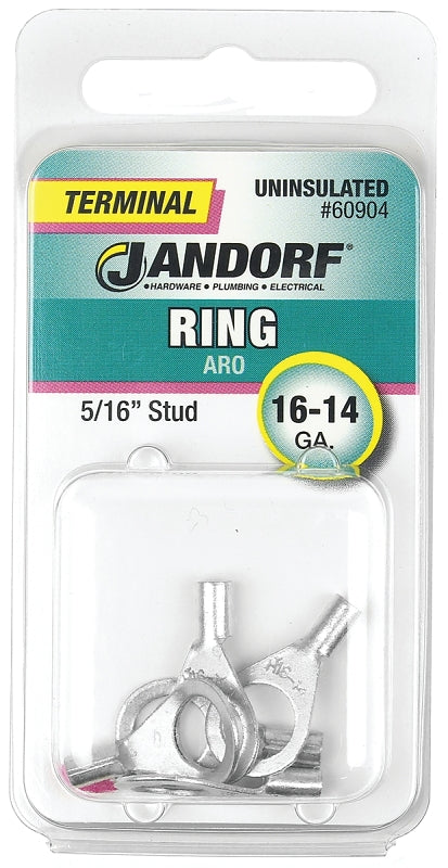 Jandorf  Ring Terminal, 16 to 14 AWG Wire, 5/16 in Stud, Copper Contact #60904 Jandorf