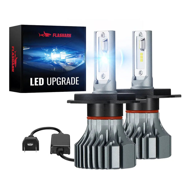 H4/9003/HB2 LED Headlight Bulbs 120W 6500K ‎‎22000LM White Dual-function 2Pcs Flashark