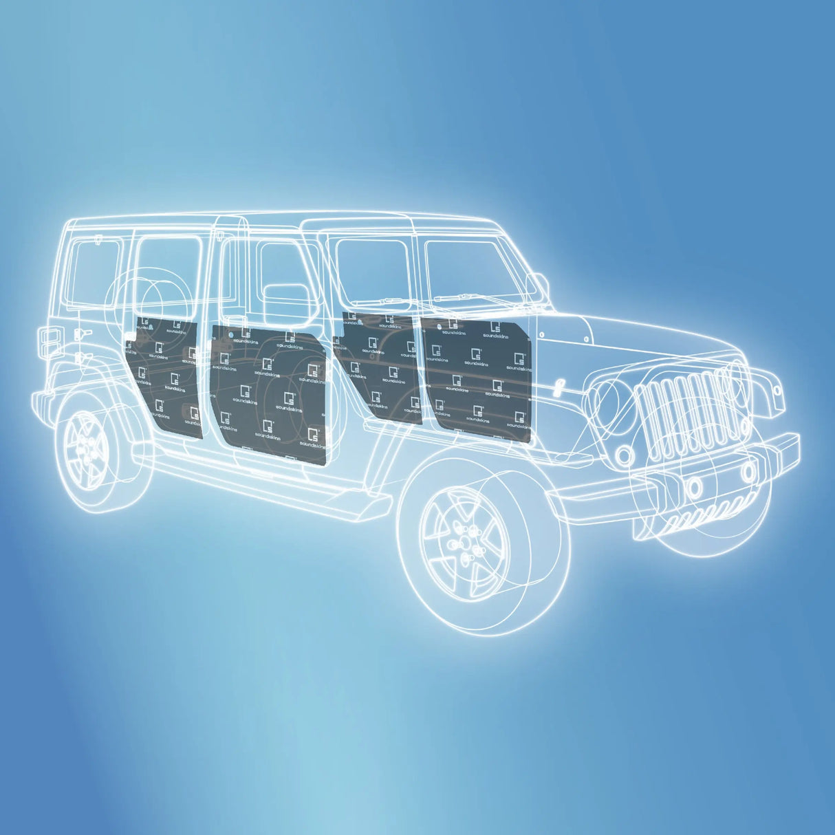 SoundSkins | 2007-2018 Jeep Wrangler JK 4 Door Sound Deadening Vehicle Specific Kit | SSK-WJK4DR | 3 Layers (Acoustic Foam, Foil, Rubber Butyl), 18.8 sq ft SoundSkins Global