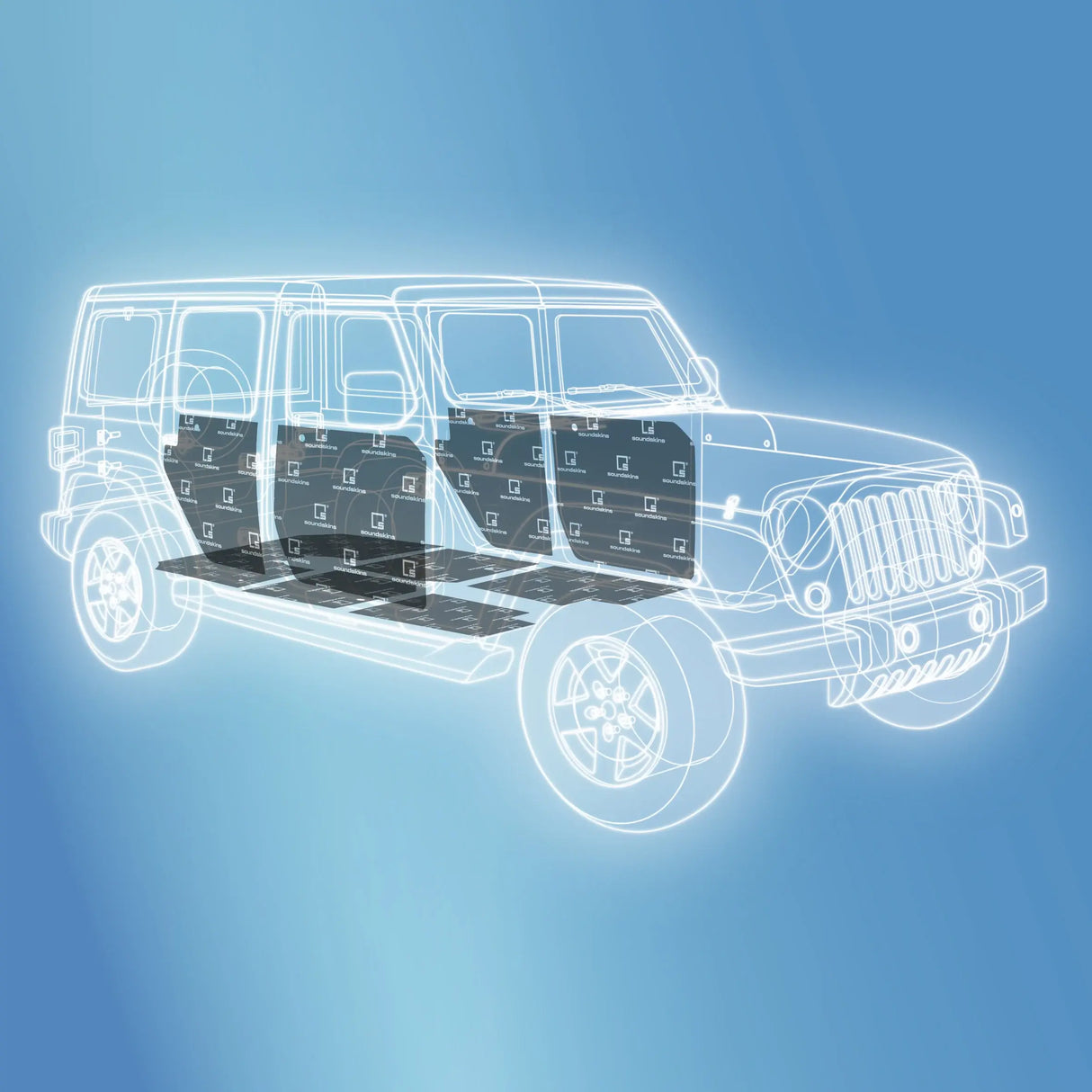 SoundSkins | 2007-2018 Jeep Wrangler JK Sound Deadening Vehicle Specific Kit | SSK-WJK | 3 Layers (Acoustic Foam, Foil, Rubber Butyl), 37 sq ft SoundSkins Global