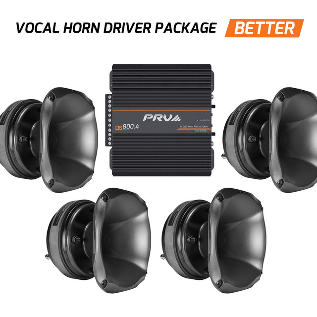 PRV Audio QS800.4 Amplifier and 4 WG2500Py Horn Driver Bundle