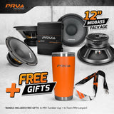PRV Audio 3000W 12-inch Woofer and Amplifier Bundle 4-Pack
