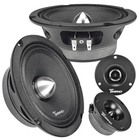 1600w PACKAGE 2x 6.5" Bullet Midrange + 2x Black Tweeters Timpano Audio