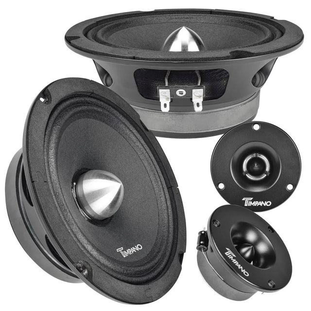 1600w PACKAGE 2x 6.5" Bullet Midrange + 2x Black Tweeters Timpano Audio