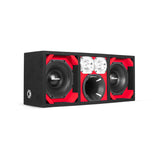 KTPON-208RED / DUAL 8'' RED/BLACK ENCLOSED LOADED PORTED BOX (Tweeters + Driver) COMANDO