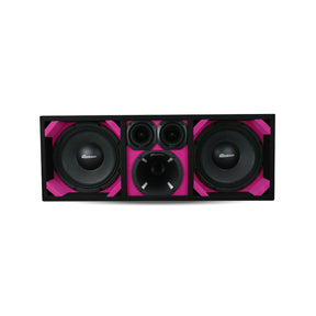 KTPON-210PINK / DUAL 10" PINK/BLACK LOADED PORTED BOX (With Tweeters + Driver) Comando Audio Inc.