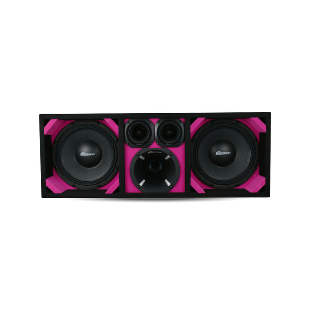 KTPON-210PINK / DUAL 10" PINK/BLACK LOADED PORTED BOX (With Tweeters + Driver) Comando Audio Inc.