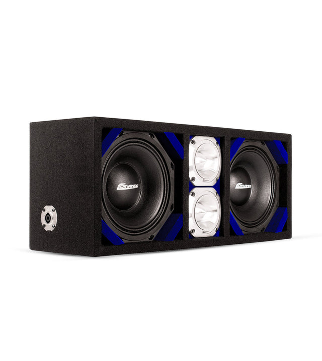 KTPONV2-208BLUE / DUAL 8" BLUE LOADED PORTED BOX + 2 TWEETER Comando Audio Inc.