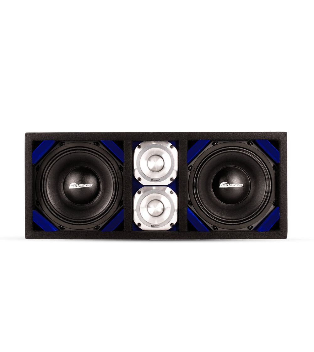 KTPONV2-208BLUE / DUAL 8" BLUE LOADED PORTED BOX + 2 TWEETER Comando Audio Inc.