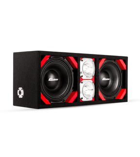 KTPONV2-208RED / DUAL 8" RED LOADED PORTED BOX + 2 TWEETER Comando Audio Inc.